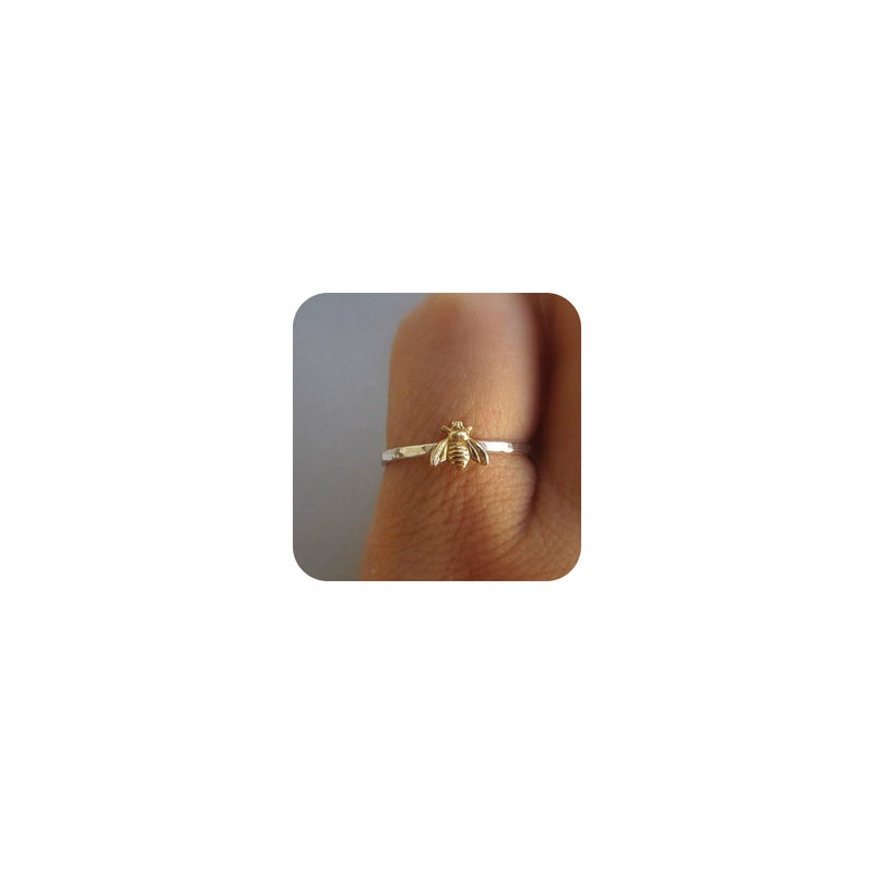 Metmejiao Fashion Cute Gold Bee Ring for Women Finger Wrap Around Craft Handmade Animal Lucky Honey Bee Knuckle Ring (7) - Image 1